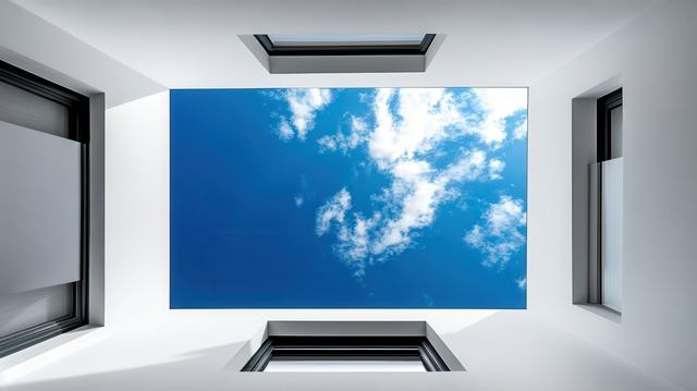 Flat roof extension with installed roof light